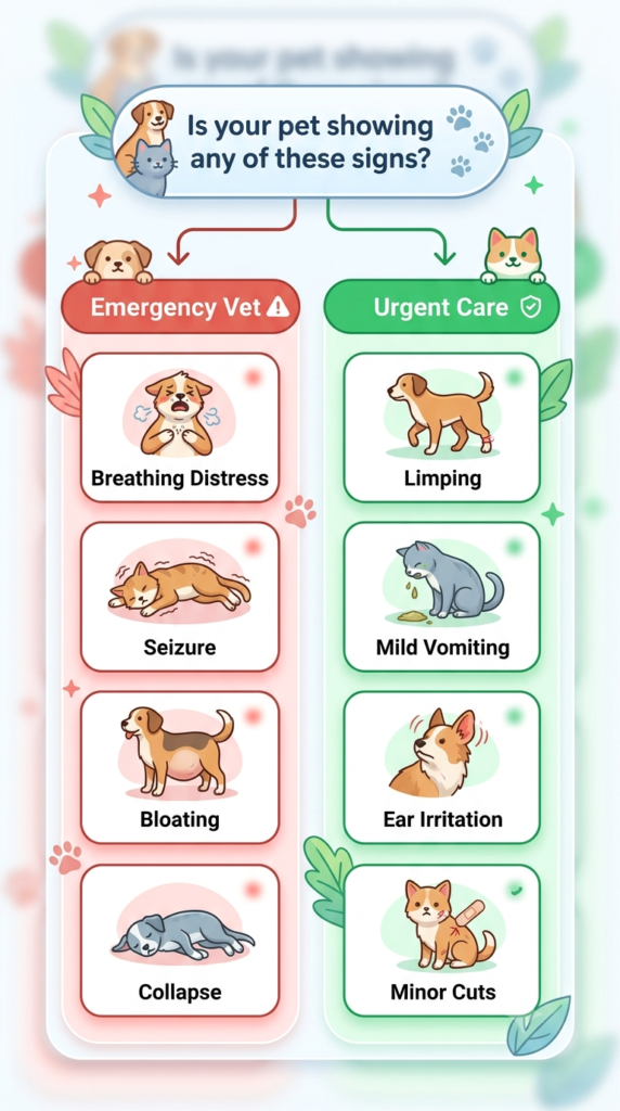 Pet Urgent Care vs Emergency Vet: When Your Pet Can Wait and When They Can't 2 Pet Urgent Care vs Emergency Vet: When Your Pet Can Wait and When They Can't