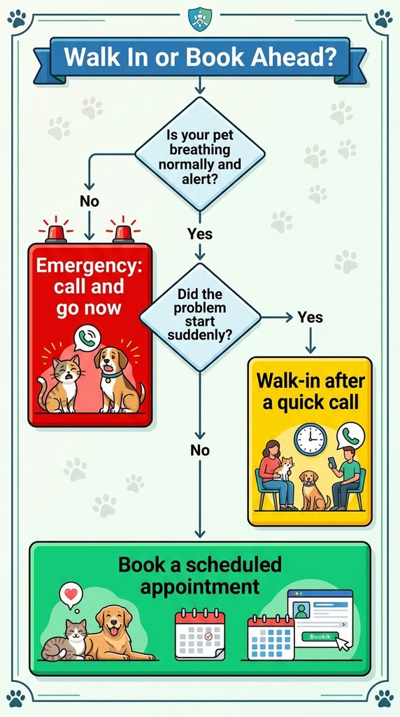 Walk In Vet Clinic Near Me vs Scheduled Appointment: When Each Option Makes Sense